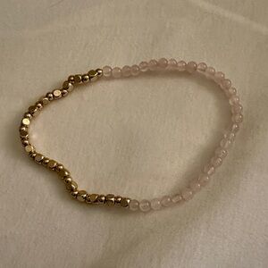 Elegant Gold and Pink Beaded Bracelet